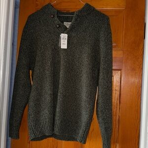 L.L. Bean Men's Forest Shade Green V-Neck button Sweater Raggwl Henley M's